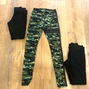 CAMO AND BLACK LEGGING BUNDLE LOT SMALL JUNIORS